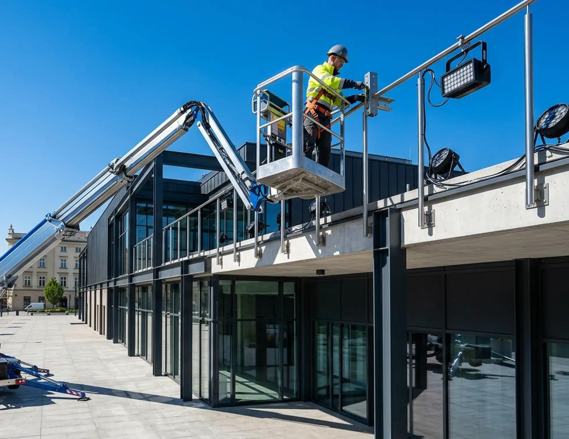 Montaż konstrukcji stalowych, balustrad i oświetlenia scenicznego
